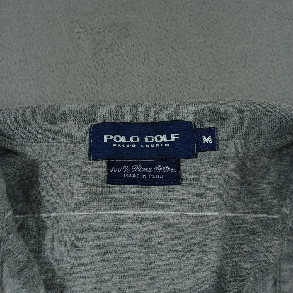 Polo Ralph Lauren Shirt Men Medium Gray Striped Golf‎ Pima Cotton Vintage